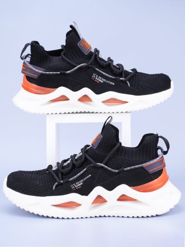 Black & Orange Chunky Street Sneakers